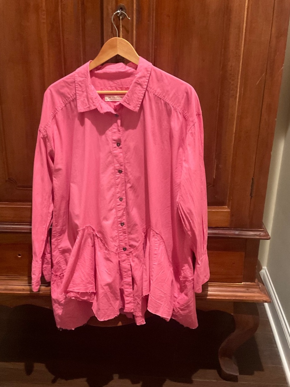 Free People Freya Poplin Button Down  Tunic  Dress , Color Pink, Size M